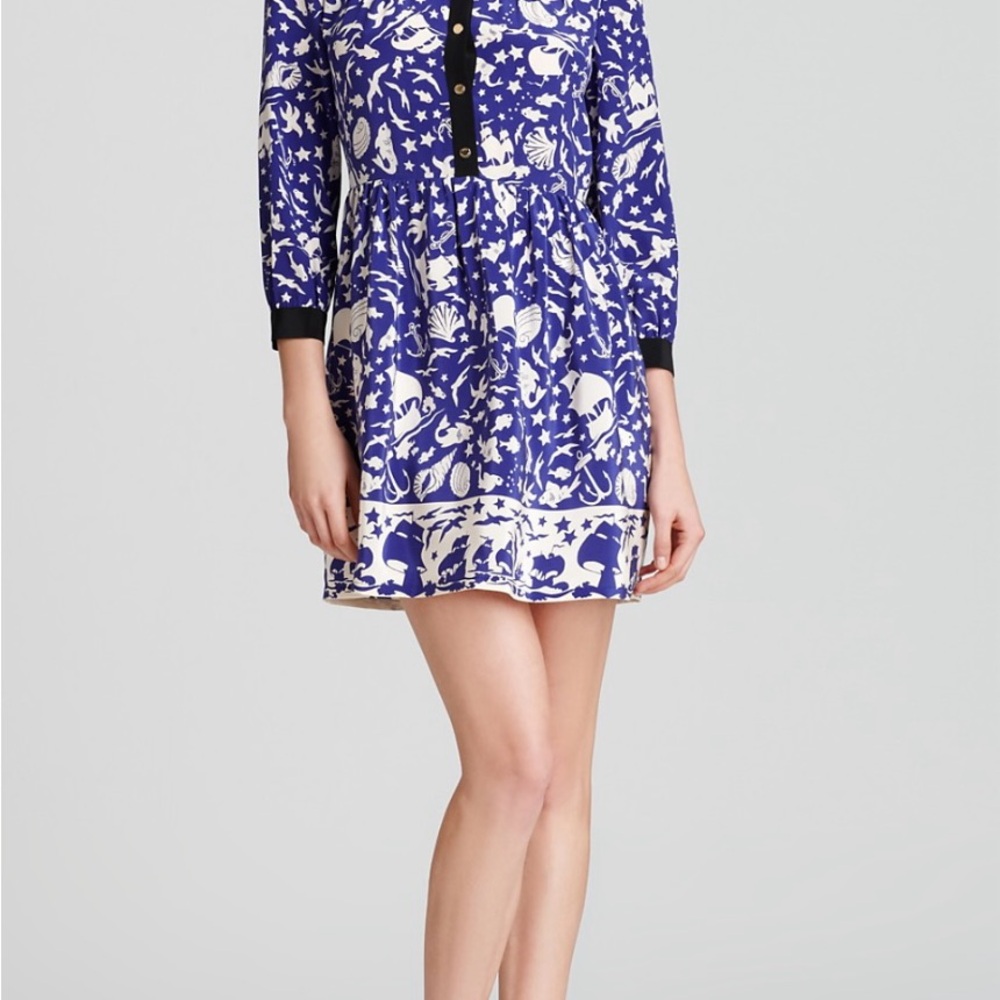 Juicy Couture Blue and White Long Sleeve Dress